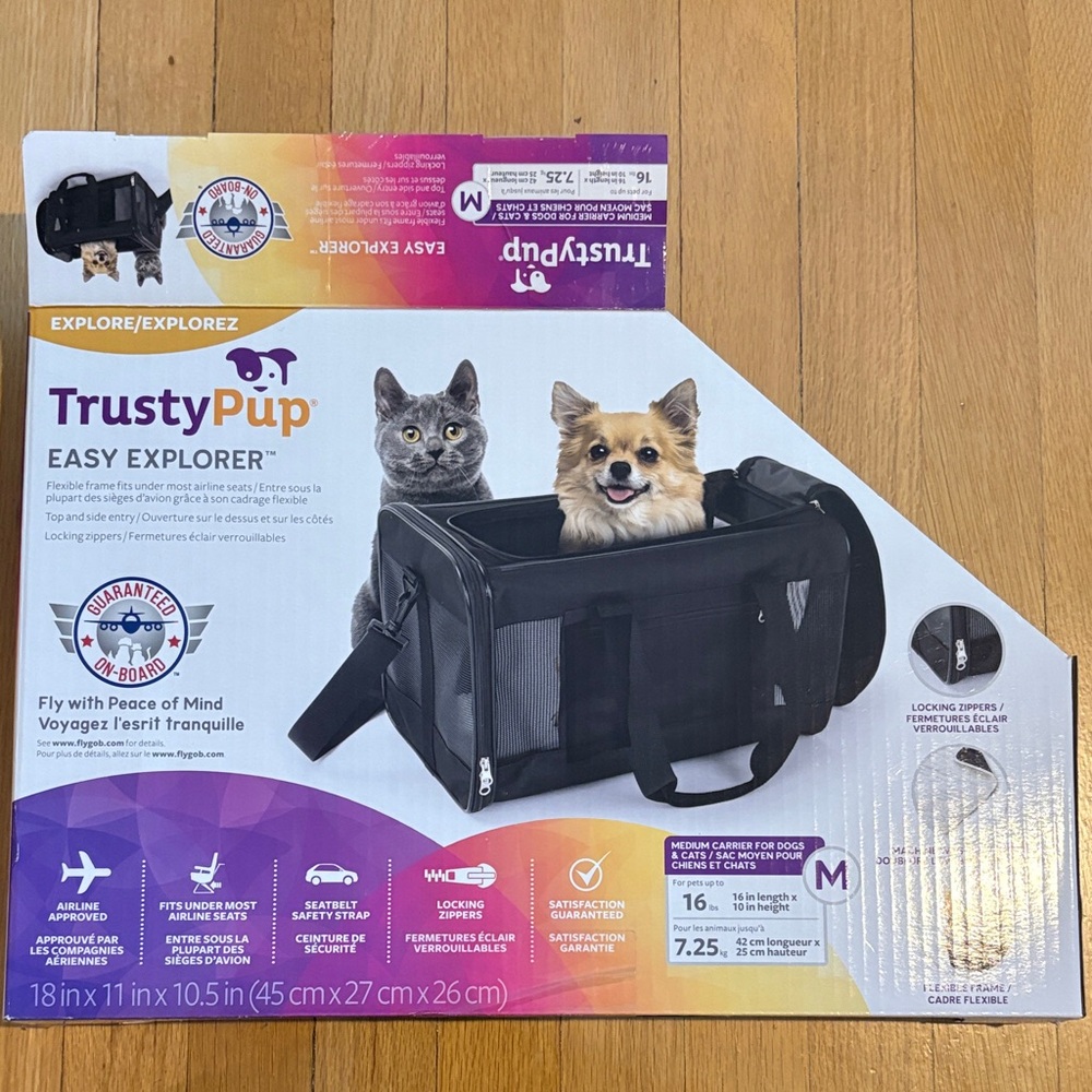 TrustyPup Black Pet Carrier for pets up to 16 pounds